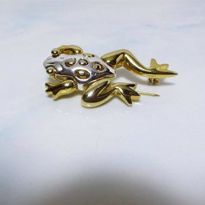 Cute ! Alison Reed Vintage Two Toned High Polished Frog Pin / Brooch *